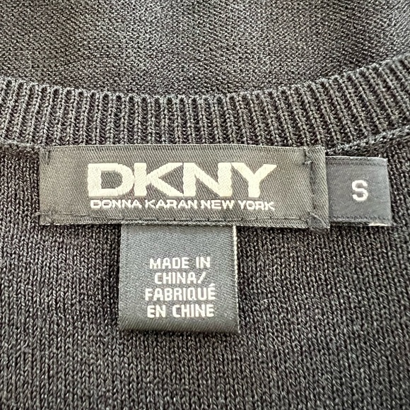 DKNY BLACK LINEN FLORAL APPLIQUÉ KNIT TOP SIZE S - Picture 16 of 16